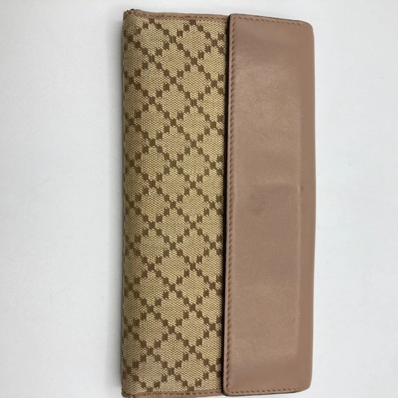 🔹️ GUCCI 🔹️ long leather wallet purse Italy Brown Canvas heart ✨️🤎 - Picture 3 of 13